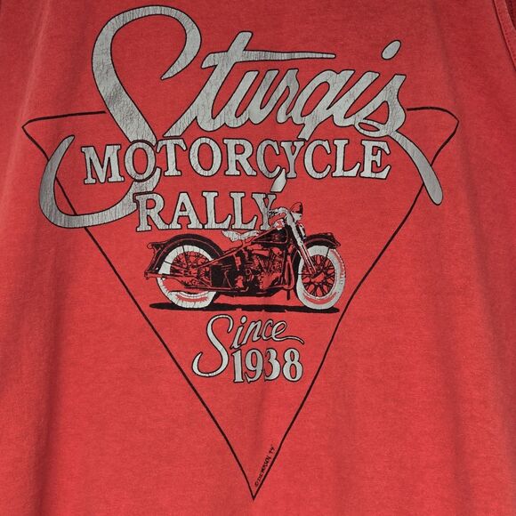Oneita Vintage 90s Red Sturgis Broken Spoke Saloon XXL Tank Top Muscle Shirt USA - Picture 4 of 8